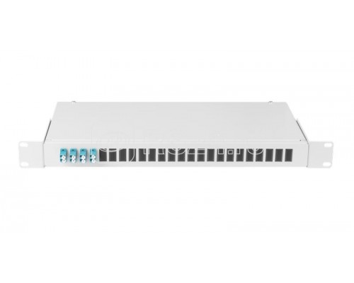 Кросс оптический 19дюйм 1U 8 портов LC/UPC(4 двойных LC/UPC адаптера) SM 9/125 OS2 стальн.;сер. (в компл.: адаптеры; монтаж. шнуры 1м; сплайс-кассета с крышкой; гильзы; заглушки) NIKOMAX NMF-RP08LCUS2-WS-ES-1U-GY