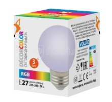 Лампа декоративная светодиод. LED-G60-3W/RGB/E27/FR/С Шармат RGB упак. картон. Volpe UL-00006960