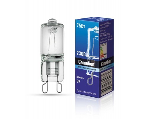 Лампа галогенная 75Вт капсула G9 2850К 240В прозр. Camelion 5618