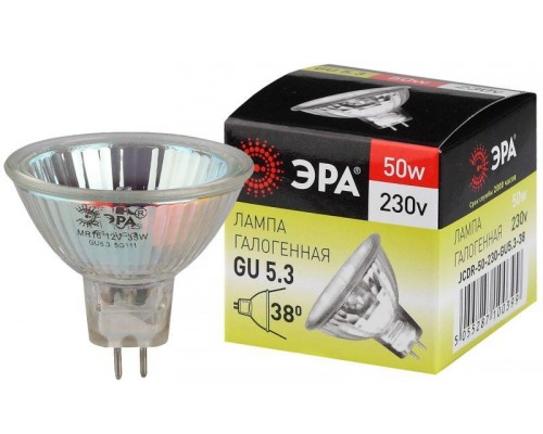 Лампа галогенная GU5.3-JCDR (MR16) -50W-230V-Cl ЭРА C0027365