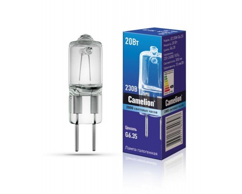 Лампа галогенная JD 20Вт капсула G6.35 2850К 240В Camelion 6720