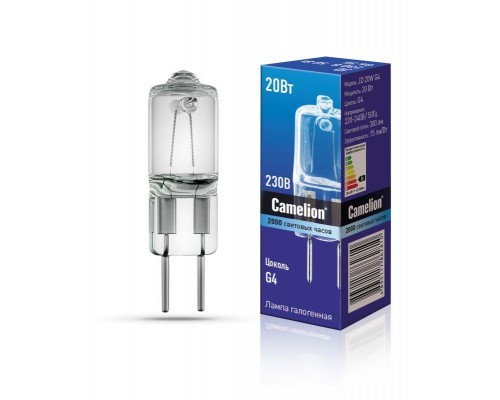 Лампа галогенная JD 20Вт капсула g4 2850К 240В g4 Camelion 10405
