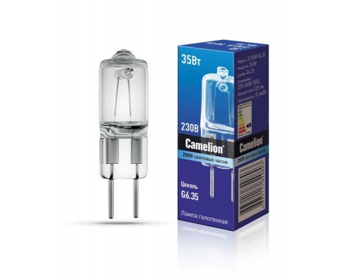 Лампа галогенная JD 35Вт капсула G6.35 2850К 240В Camelion 5203