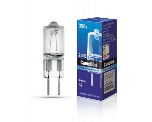 Лампа галогенная JD 35Вт капсула g4 2850К 240В Camelion 10406
