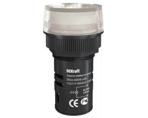 Лампа коммутац. ADDS 22мм LED 220В ЛK-22 бел. SchE 25001DEK