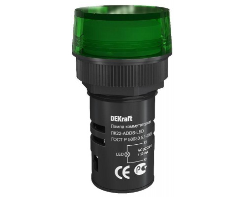 Лампа коммутац. ADDS 22мм LED 24В AC/DC ЛK-22 зел. SchE 25065DEK