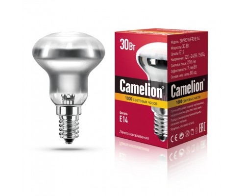 Лампа накаливания 30Вт E14 220В зеркальная Camelion 12657