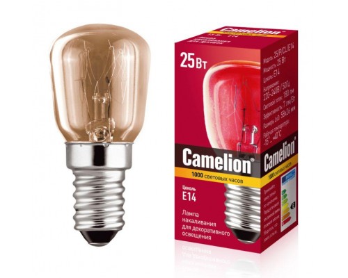 Лампа накаливания MIC 25/P/CL/E14 Т26 Camelion 13649
