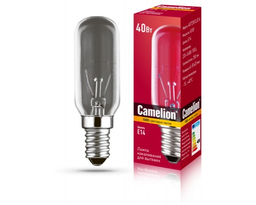 Лампа накаливания MIC 40/T25/CL/E14 для вытяжек Camelion 12984