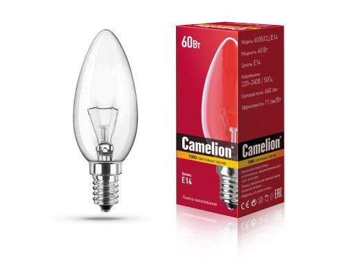 Лампа накаливания MIC B CL 60Вт E14 Camelion 9870