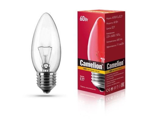 Лампа накаливания MIC B CL 60Вт E27 Camelion 9871