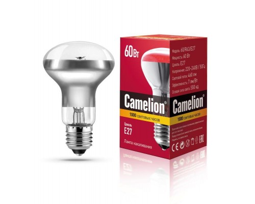 Лампа накаливания MIC R63 60Вт E27 Camelion 8980