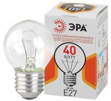 Лампа накаливания ДШ 40-230-E27-CL 40Вт шар (P45) 230В Е27 ЭРА Б0039137