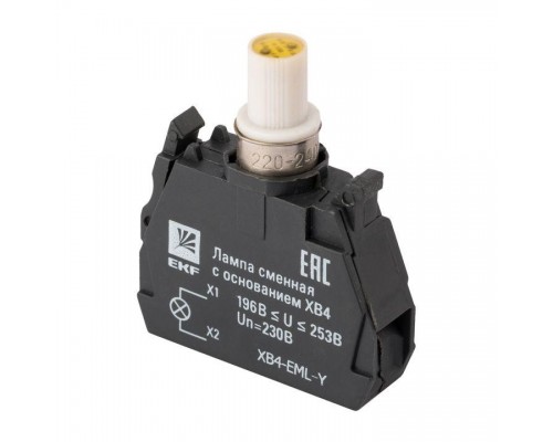 Лампа сменная c основанием XB4 желт. 230В PROxima EKF XB4-EML-Y