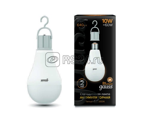 Лампа светодиодная Black A60 10Вт 3000К E27 640Лм с Li-Ion аккумулятором Gauss 102402100