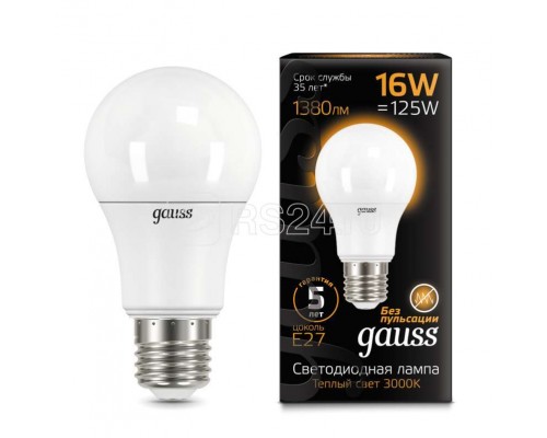 Лампа светодиодная Black A60 16Вт E27 3000К Gauss 102502116