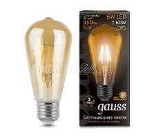 Лампа светодиодная Black Filament ST64 E27 6Вт 2400К Golden LOFT Gauss 102802006