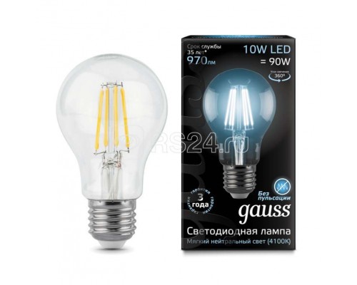 Лампа светодиодная Black Filament А60 E27 10Вт 4100К Gauss 102802210