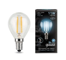 Лампа светодиодная Black Filament Шар E14 11Вт 4100К Gauss 105801211