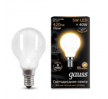 Лампа светодиодная Black Filament Шар E14 5Вт 2700КOPAL Gauss 105201105