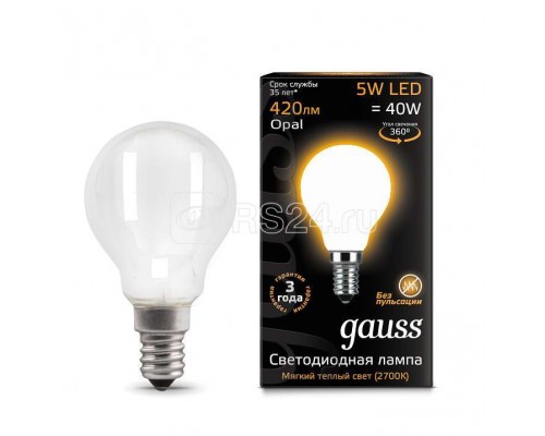 Лампа светодиодная Black Filament Шар E14 5Вт 2700КOPAL Gauss 105201105
