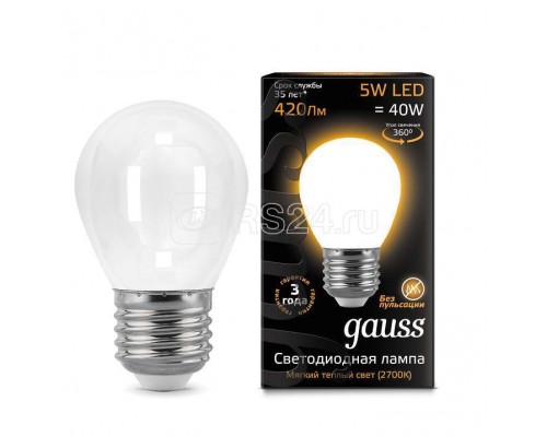Лампа светодиодная Black Filament Шар E27 5Вт 2700К OPAL Gauss 105202105