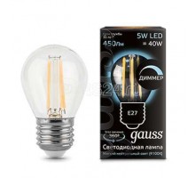 Лампа светодиодная Black Filament Шар E27 5Вт 4100К диммир. Gauss 105802205-D