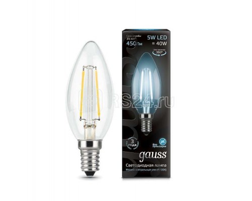Лампа светодиодная Black Filament Свеча E14 5Вт 4100К Gauss 103801205