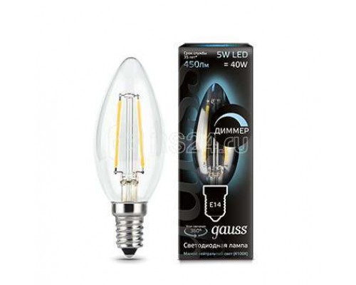 Лампа светодиодная Black Filament Свеча E14 5Вт 4100К диммир. Gauss 103801205-D