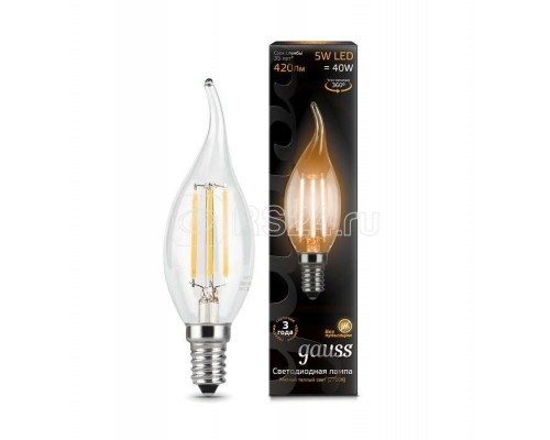 Лампа светодиодная Black Filament Свеча на ветру E14 5Вт 2700К Gauss 104801105