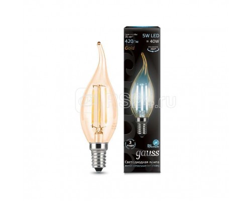 Лампа светодиодная Black Filament Свеча на ветру E14 5Вт 4100К Golden Gauss 104801805