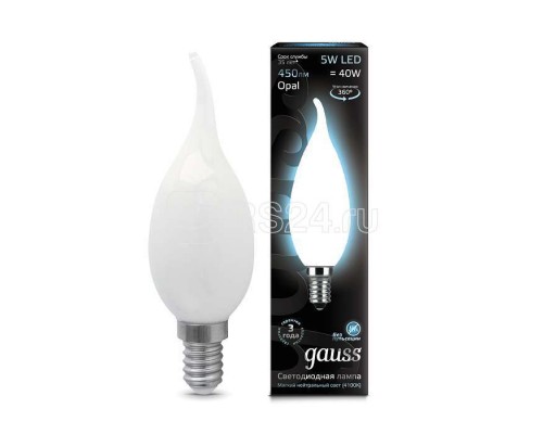 Лампа светодиодная Black Filament Свеча на ветру E14 5Вт 4100К OPAL Gauss 104201205