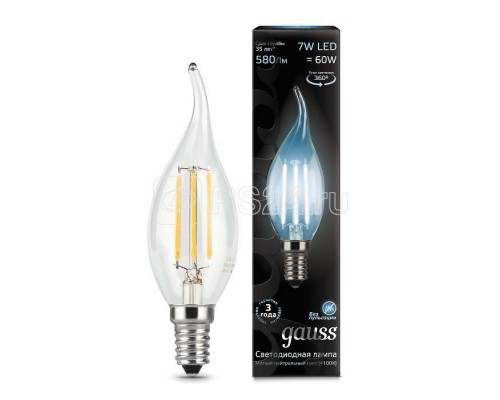 Лампа светодиодная Black Filament Свеча на ветру E14 7Вт 4100К Gauss 104801207
