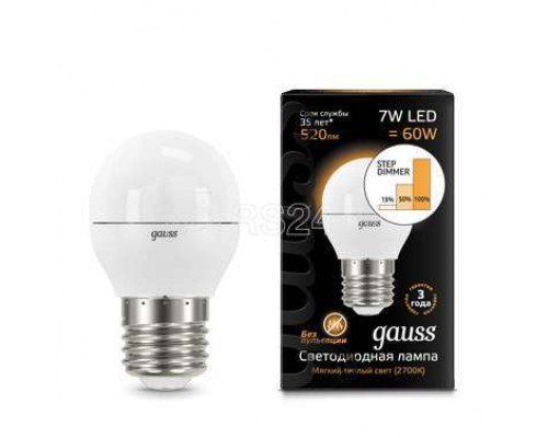 Лампа светодиодная Black Globe 7Вт E27 3000К step dimmable диммир. Gauss 105102107-S