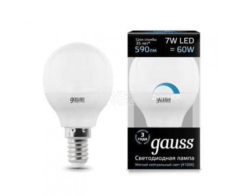Лампа светодиодная Black Globe-dim E14 7Вт 4100К диммир. Gauss 105101207-D