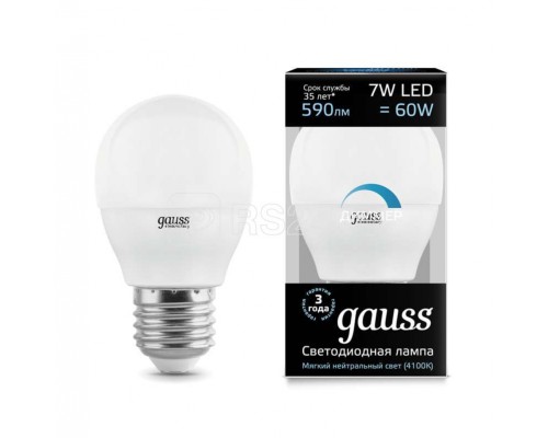 Лампа светодиодная Black Globe-dim E27 7Вт 4100К диммир. Gauss 105102207-D