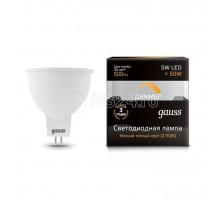 Лампа светодиодная Black MR16 5Вт 3000К тепл. бел. GU5.3 500лм 180-265В диммир. Gauss 101505105-D