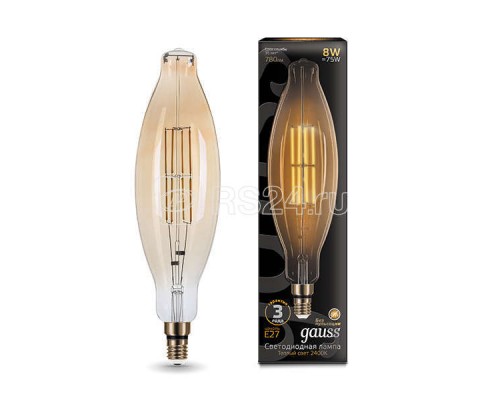 Лампа светодиодная Black Vintage Filament BT120 8Вт 2400К E27 780лм 120х420мм Golden Gauss 155802008