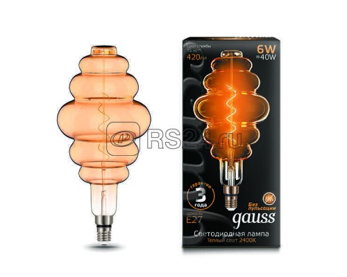 Лампа светодиодная Black Vintage Filament Flexible BD200 6Вт 2400К E27 200х410мм Golden Gauss 158802006