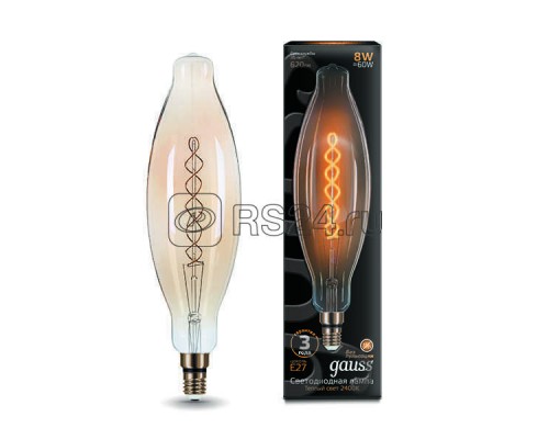 Лампа светодиодная Black Vintage Filament Flexible BT120 8Вт 2400К E27 620лм 120х420мм Golden Gauss 156802008