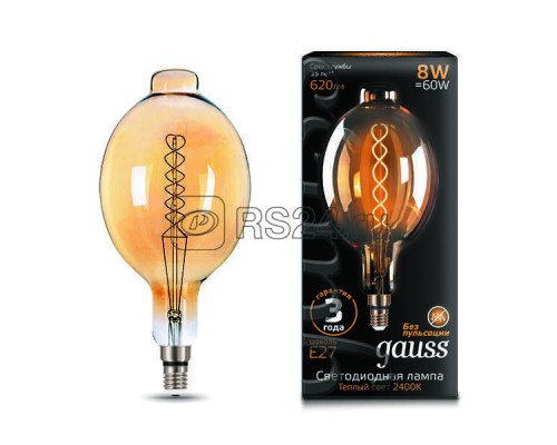 Лампа светодиодная Black Vintage Filament Flexible BT180 8Вт 2400К E27 620лм 180х360мм Golden Gauss 152802008