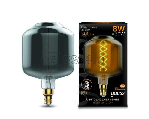 Лампа светодиодная Black Vintage Filament Flexible DL180 8Вт 2400К E27 180х295мм Gray Gauss 164802008