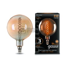 Лампа светодиодная Black Vintage Filament Flexible G200 8Вт 2400К E27 620лм 200х300мм Golden Gauss 154802008