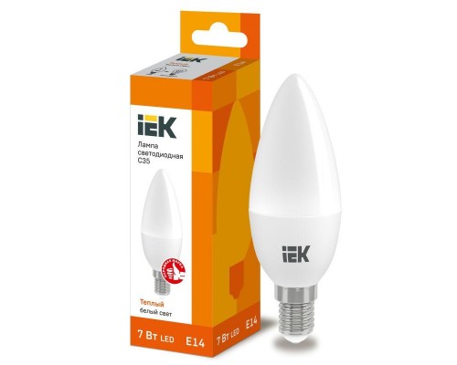 Лампа светодиодная ECO C35 7Вт свеча 3000К E14 230В ИЭК LLE-C35-7-230-30-E14