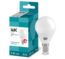 Лампа светодиодная ECO G45 5Вт шар 4000К бел. E14 450лм 230-240В ИЭК LLE-G45-5-230-40-E14