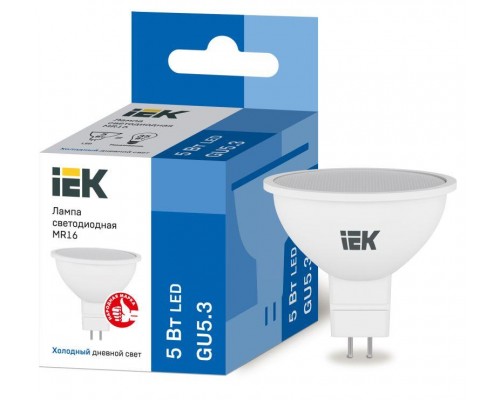 Лампа светодиодная ECO MR16 софит 5Вт 230В 6500К GU5.3 ИЭК LLE-MR16-5-230-65-GU5