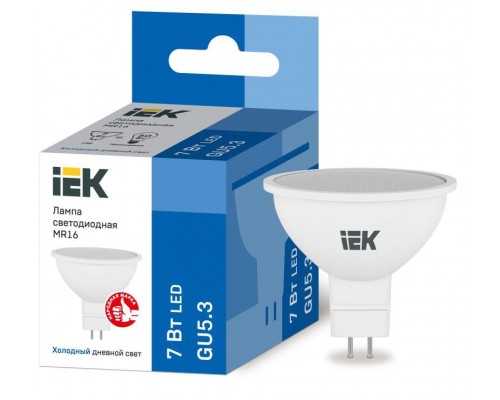 Лампа светодиодная ECO MR16 софит 7Вт 230В 6500К GU5.3 ИЭК LLE-MR16-7-230-65-GU5
