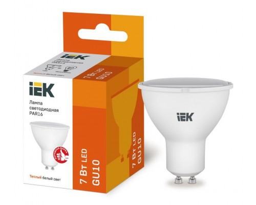 Лампа светодиодная ECO PAR16 софит 7Вт 230В 3000К GU10 ИЭК LLE-PAR16-7-230-30-GU10