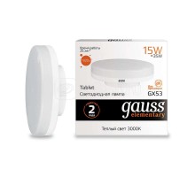 Лампа светодиодная Elementary 15Вт 3000К GX53 1020лм Gauss 83815