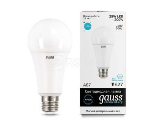 Лампа светодиодная Elementary A67 25Вт E27 4100К Gauss 73225